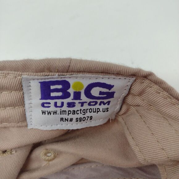 Big Custom Strapback Hat Tan One Size Adjustable Vented Holes 6 Panel Blank - Picture 9 of 9